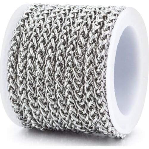 Stainless Steel Wheat Braided Link Chains Keel Chain Dragon Keel Bracelet Jewelry Making Material Punk Necklace Supplies 4mm