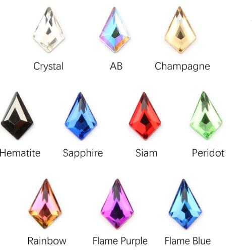 Hot sale Big Arrow 5.5x8mm Nail Art Rhinestones 13 colors Fancy Crystal stones 30/100Pcs For 3D Nail art decoration