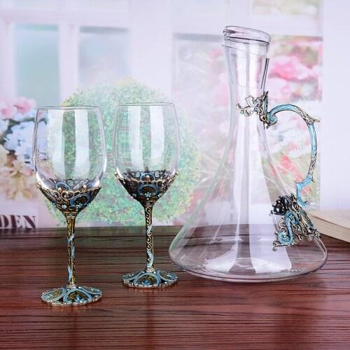 Retro Lead Free Crystal Glasses Europe Goblet Enamel Wine Glasse Wedding Glasses Creative Bar Party Home Decoration Accessories