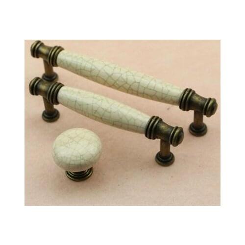 Retro Ceramic Drawer Handle Pulls Flower Knobs Kitchen Cabinet Handle Furniture Hardware 96mm 128mm