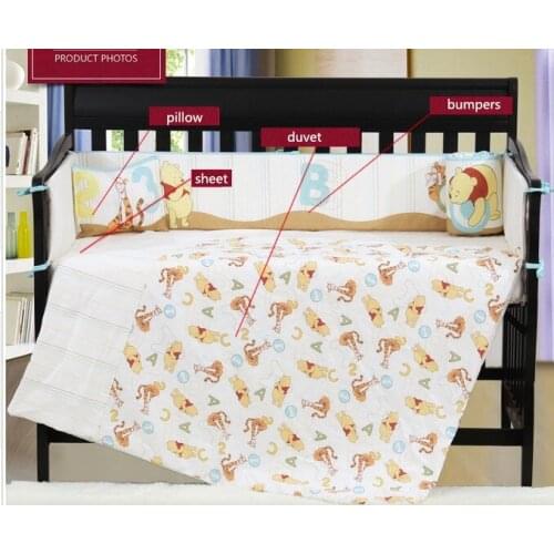 7PCS embroidery protetor de berço baby crib bedding crib sets bumper for cot bed crib bed sheet (4bumper+duvet+sheet+pillow)