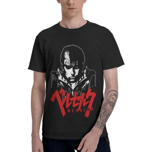 Japanese Anime Berserker Tshirts Men Stylish Tee Tops 100% Cotton T Shirts Short Sleeve Berserk Guts T-shirt Gift Idea Merch