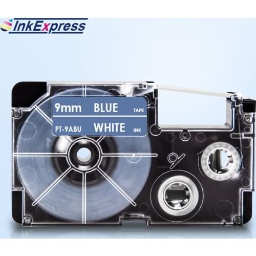 InkExpress Tape For CASIO XR-9ABU XR 9ABU 9mm Label Tape Blue on White Printer Ribbon For CASIO Label Maker KL-100 KL-120