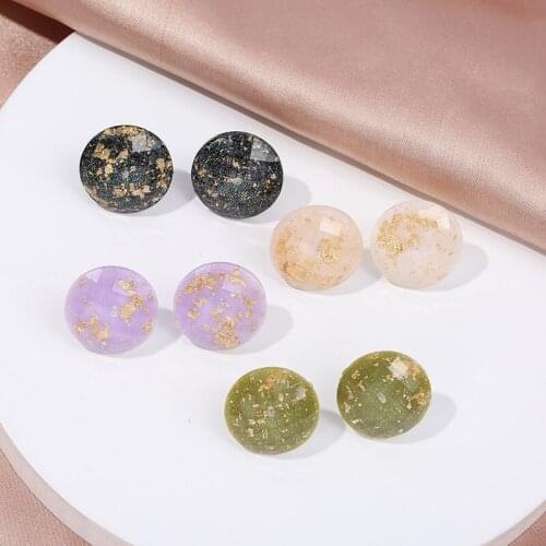 Minar Mix Colors Built-in Metal Transparent Cute Flat Back Resin Earrings Fashion Cabochon Stud for Women DIY Jewelry Gifts