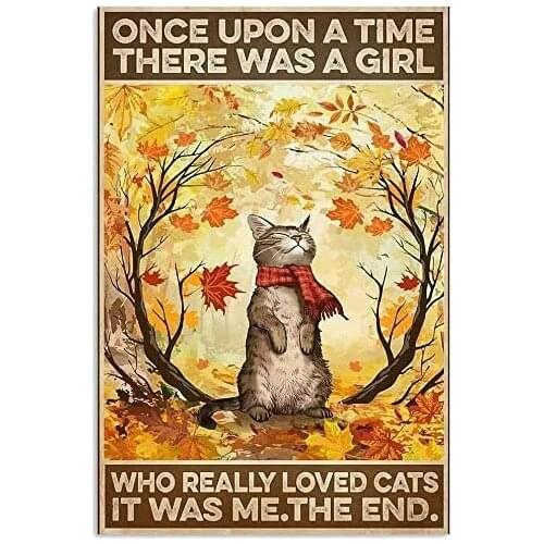 Once upon a time, there was a girl who loved cats very much, and that was my retro-style decorative painting wall card in