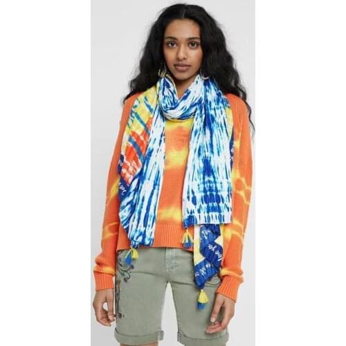 Wholesale price Spanish popular logo Desigual spring/summer print floral-print long creased scarf sun versatile cape beach towel