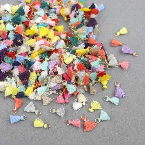 60Pcs 1cm Cotton Thread Mini Tassel Trim Pendant DIY Craft Materials Jewelry Accessory Materials Hanging Ring Small Fringe Trims