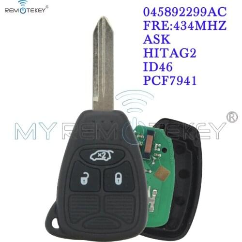 Remtekey remote head key 3 button 434Mhz for Dodge JCUV JEEP Compass Chrysler 300C Sebring