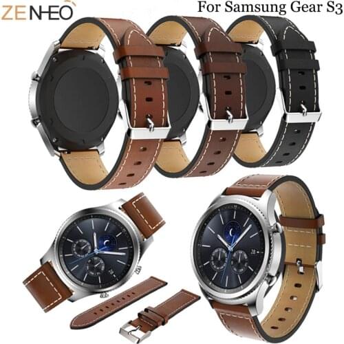 22mm pointed white line leather men strap For Samsung Gear S3 watch 46mm strap For Huami Amazfit GTR 47mm leather watchband