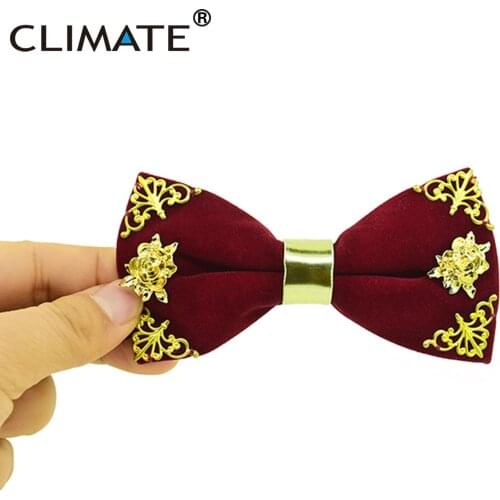 Nobles Luxury Bow Tie Rose Deluxe Embossment Bowtie for Men Accessories Mens Nobility Wine Velvet Bowtie with Box Wedding Gift