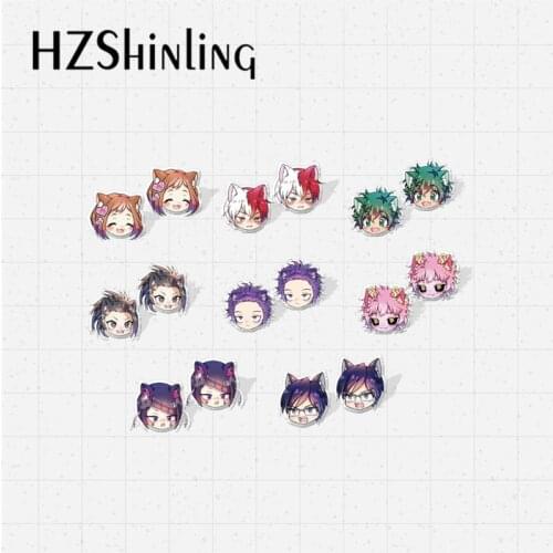 2021 New Fashion My Hero Academia Anime Midoriya Izuku Bakugou Katsuki Todoroki Characters Acrylic Epoxy Earrings