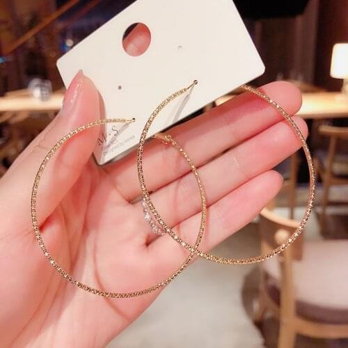 New Fashion Simple Classic Korean Style Big Hoop Charms for Earring Sshiny Starry Sky Large Earrings Womens Jewelry