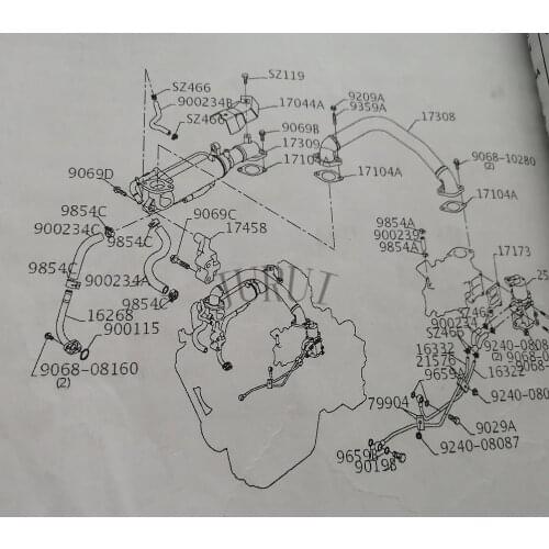 High Quality VH16332E0100/VH16302E037 Engine EGR Valve Outlet pipe for KOBELCO SK200-8 SK250-8 Excavator Spare Parts