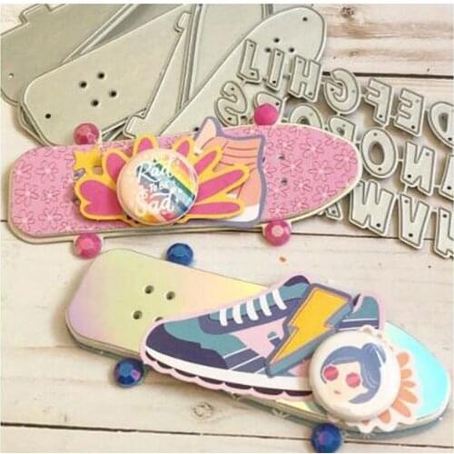 ZFPARTY 80s Skate Board Shaker Metal Cutting Dies Stencils for DIY Scrapbooking Decorative Embossing DIY Paper Cards