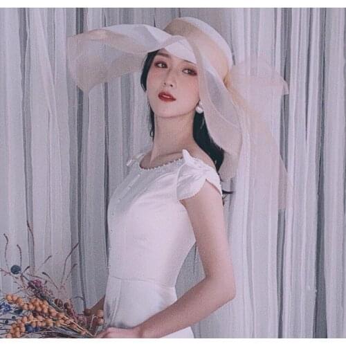 Elegant Women Wedding Hats Bridal Party Church Cap Church Hat Summer Wide Brim Hat Fedoras
