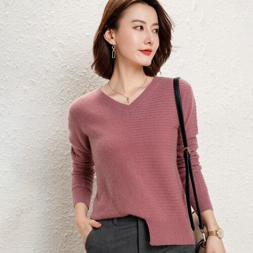 Adishree 2021 woman winter 100% Cashmere sweaters and autumn knitted Pullovers High Quality Warm Female thickening V-neck