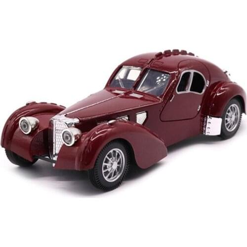 16.5CM color 1/28 Scale Toy Car Metal Alloy Pull Back Diecast Bugatti 57SC Classical CarVehicles ModelChildren Collection