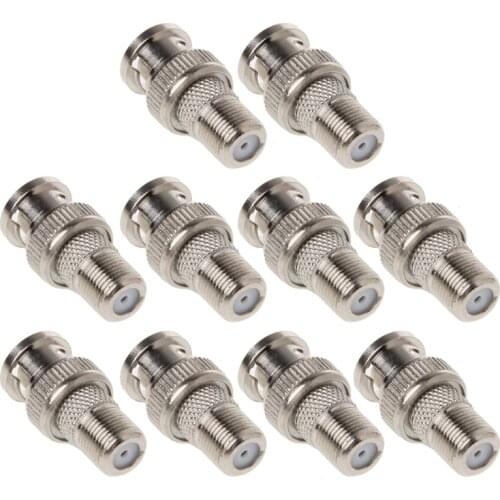 10Pcs/Set BNC Male Plug To F Female Jack Coax Connector Adapter For CCTV Camera