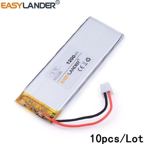 10pcs /Lot XHR-2P 2.54 652189 1200mAh 3.7v lithium Li ion polymer rechargeable battery sound driving record instrument scan code