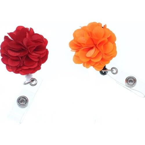 20pcs/30pcs New Fashion Beautiful Orange / Red Fabric Flower ID Badge Holder