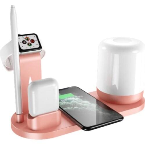 3 In 1 Fast Night Light Desk Lamp Wireless Charger Mobile Phone Watch Headset Wireless Charging Stand For AirPodsPro For 11 12