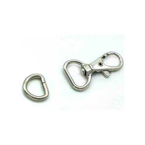 50 sets of 12mm Silver Key Ring Lobster Clasp Key Ring Lobster Clasp Clip with 1/2 inch D rings