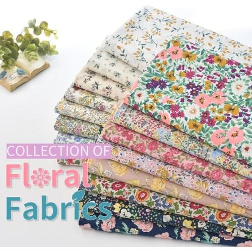 60S Cotton Fabric 50cm/Pcs Pastoral Floral High Count Cotton High Density Fabric Childrens Wear Spring And Summer Dress