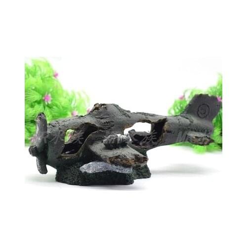 Aquarium Landscape Creative aircraft wreckage simulation resin crafts aquarium decoration Ornaments shrimp hiding