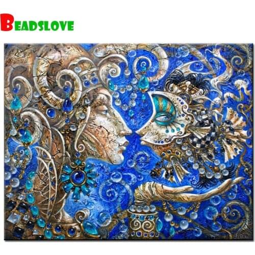 Full Square Round Drill 5D DIY Diamond Painting fish Couple kissing 3D Rhinestone Embroidery Cross Stitch Mosaic Decor Home