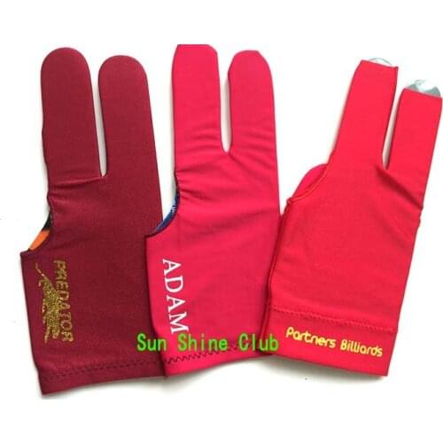 Free shipping 3pcs/lot high Elasticity 3 finger Billiards gloves/Red Snooker billiard table Gloves Billiards Accessories