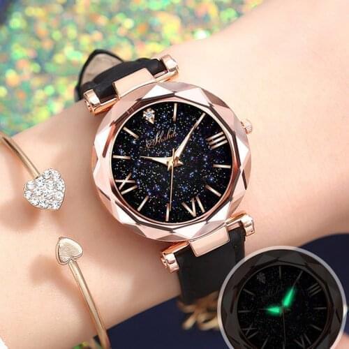 Fashion Luxury Watch Men Women Stars Little Point Frosted Quartz Watch Leather Band Watch Analog Wrist Watch Ladies Reloj Mujer