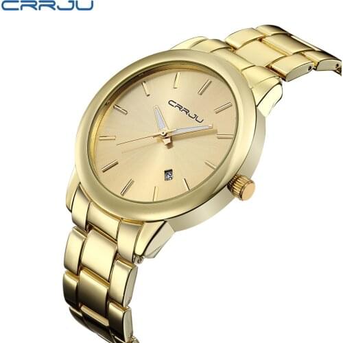 CRRJU Montre Homme Relogio Women Gold Mens Watches Top Brand Luxury Clock Men Golden Watches Quartz-Watch Men Male Wrist Watch