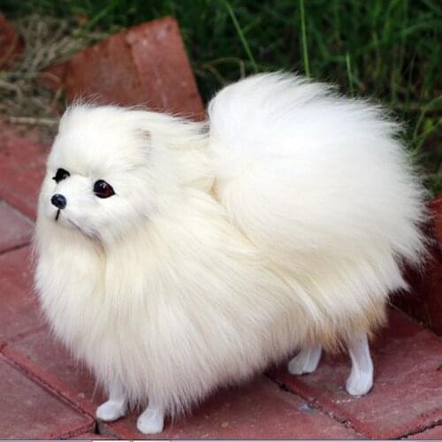 1pcs simulation dog decoration Pomeranian dog animal model home desktop decorations fur crafts gifts
