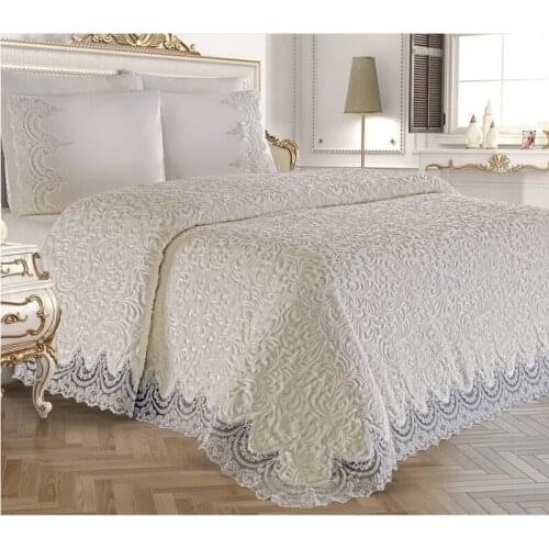 Elegant French Guipure Lace Embroidery Double Blanket Set 6PCS Embroidery Pillowcases Blanket Bed Sheet Quality Bed Lining -Lisa