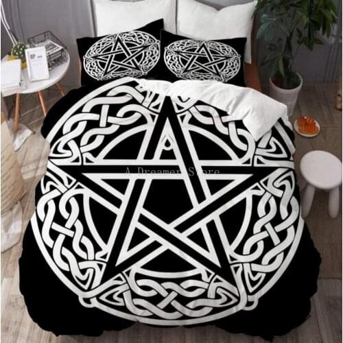 3D Magic Bedding Set Black Five-Pointed Star Duvet Cover Comforter Cover Pillowcase King Queen Size Bed Linen Home Textile