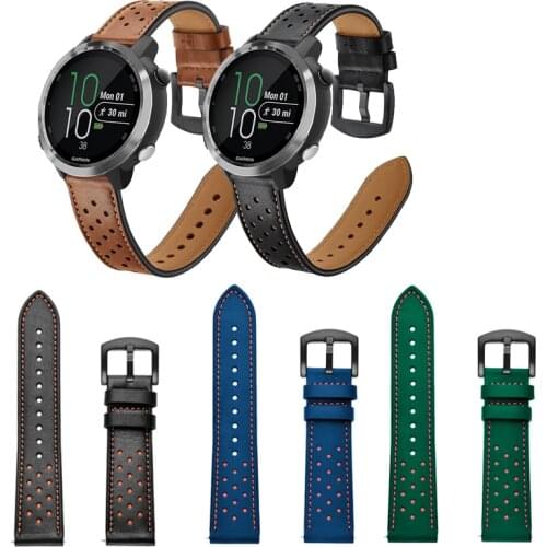 20mm 22mm Leather Watch Band Strap for Garmin Forerunner 245 245M 645 645M Vivoactive 3 trainer music Wrist band for Venu SQ V4
