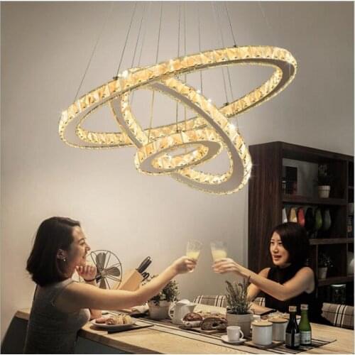 L Dining chandelier simple modern led chandelier personality creative round crystal chandelier restaurant hanging lamps