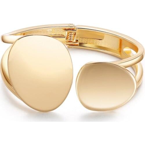 Fashion Asymmetry Geometric Oval Wide Bangle Womens Jewelry Alloy Large Opened Cuff Bangles & Bracelets