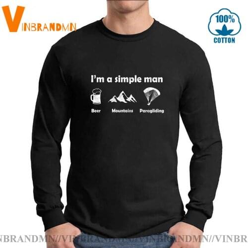 Fashion design I am a simple Paraglider T-shirt Vintage Paragliding Proverbs I Beer and Mountains For men Retro T shirts