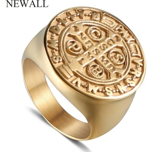 Hot Sale Men Stainless Steel Letter Cross Big Ring Jewelry Punk Geometry High Quality Classic Hop Hip Accesory Jewelry