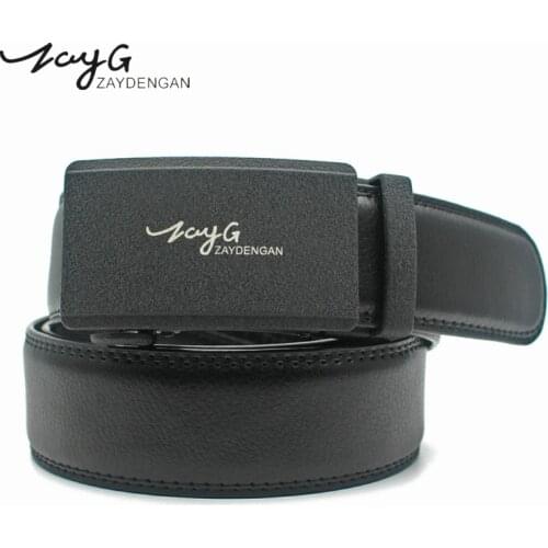 ZAYG Men Fashion Designer Brand Belts for Men Sliding Buckle Ratchet Classic Black Buckle Luxury Blue Black Belt Men Jeans Belt
