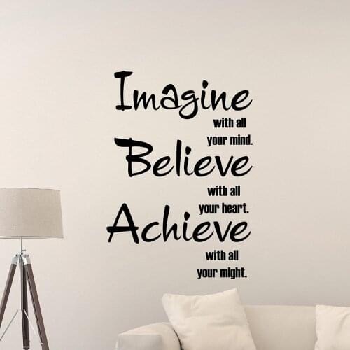 Imagine Believe Achieve Wall Decal Sign Gym Quote Classroom Office Poster Kids Mural Gift Vinyl Sticker Playroom Decor P664