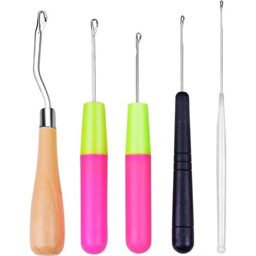 5pcs/ set plastic Crochet braided needle hook hair fabric Dreadlock crafts Latch Hook Needles Knitting Tools Stainless Steel