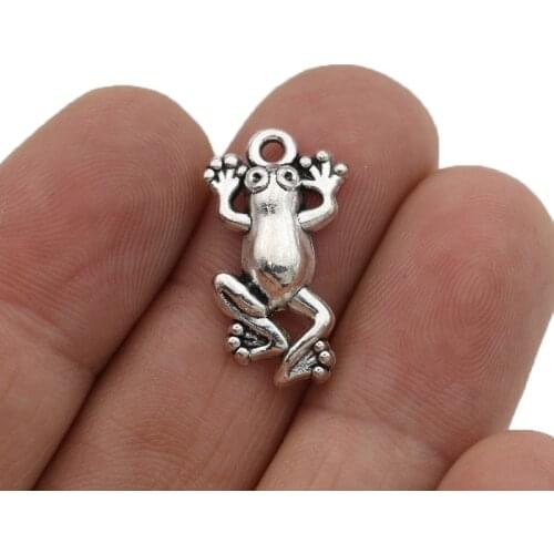 30PCS Silver Plated Frog Charms Pendants for Jewelry Making Bracelet DIY Accessories 22x13mm