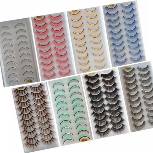 NEW 10Pair 3D Mink Color False Eyelashes brown Cross Long Natural Fake Eyelashes Stage Show Makeup Thick Eye Lashes