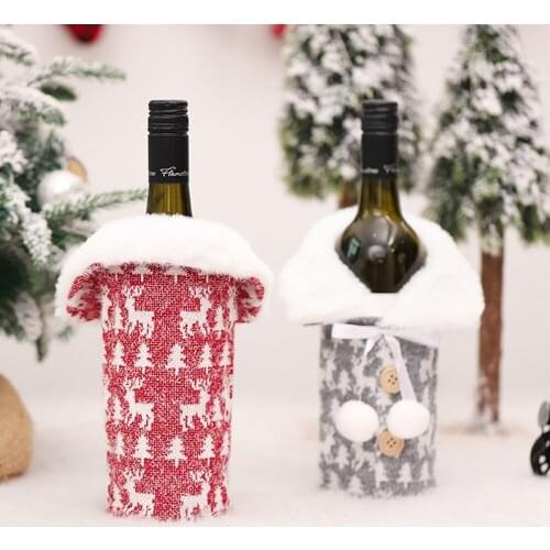 Christmas Wine Bottle Covers Knitted Bag for Home Natal Navidad Tabletop Holiday Decor Supplies