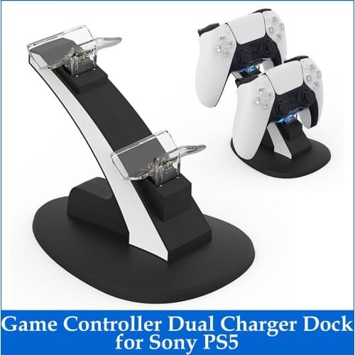 5V 2A Game Controller Handle Dual Charger Dock for Sony PS5 DualSense Wireless Charging Power Cradle Desktop Stand Station