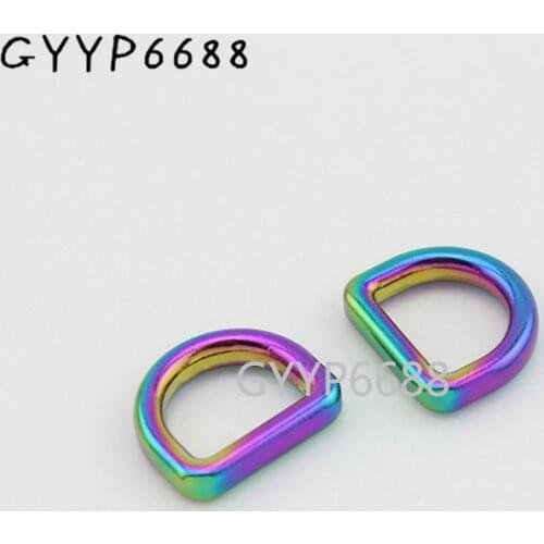 10-30-100pcs 10mm Rainbow welded d ring belt buckle,hardware metal D ring for bags round edge dee rings