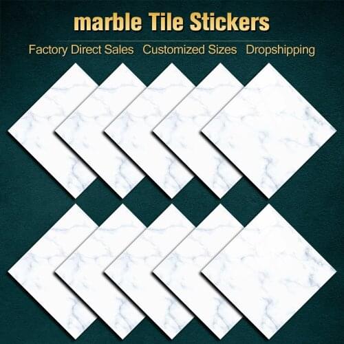 10pcs Simulation White Marble Tiles Sticker Kitchen Bathroom Wardrobe Home Decor Waterproof Peel & Stick Ceramics Art Wallpaper