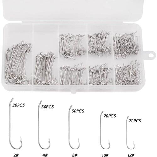 240pcs/box Silver Standard Nymph Wet Fly Tying hooks size 2# 4# 8# 10# 12# Ultra sharp carbon steel hook for Trout fly fishing
